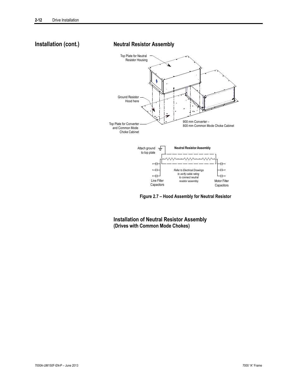 Installation (cont.), Neutral resistor assembly, Installation of neutral resistor assembly | Rockwell Automation 7000A PowerFlex Medium Voltage Drive (A-Frame) - Classic Control User Manual | Page 52 / 515