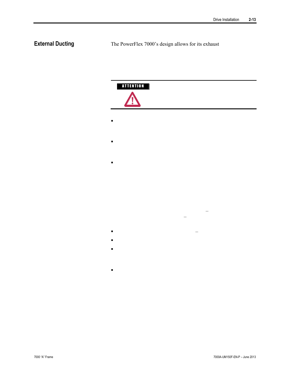 External ducting | Rockwell Automation 7000A PowerFlex Medium Voltage Drive (A-Frame) - Classic Control User Manual | Page 53 / 515