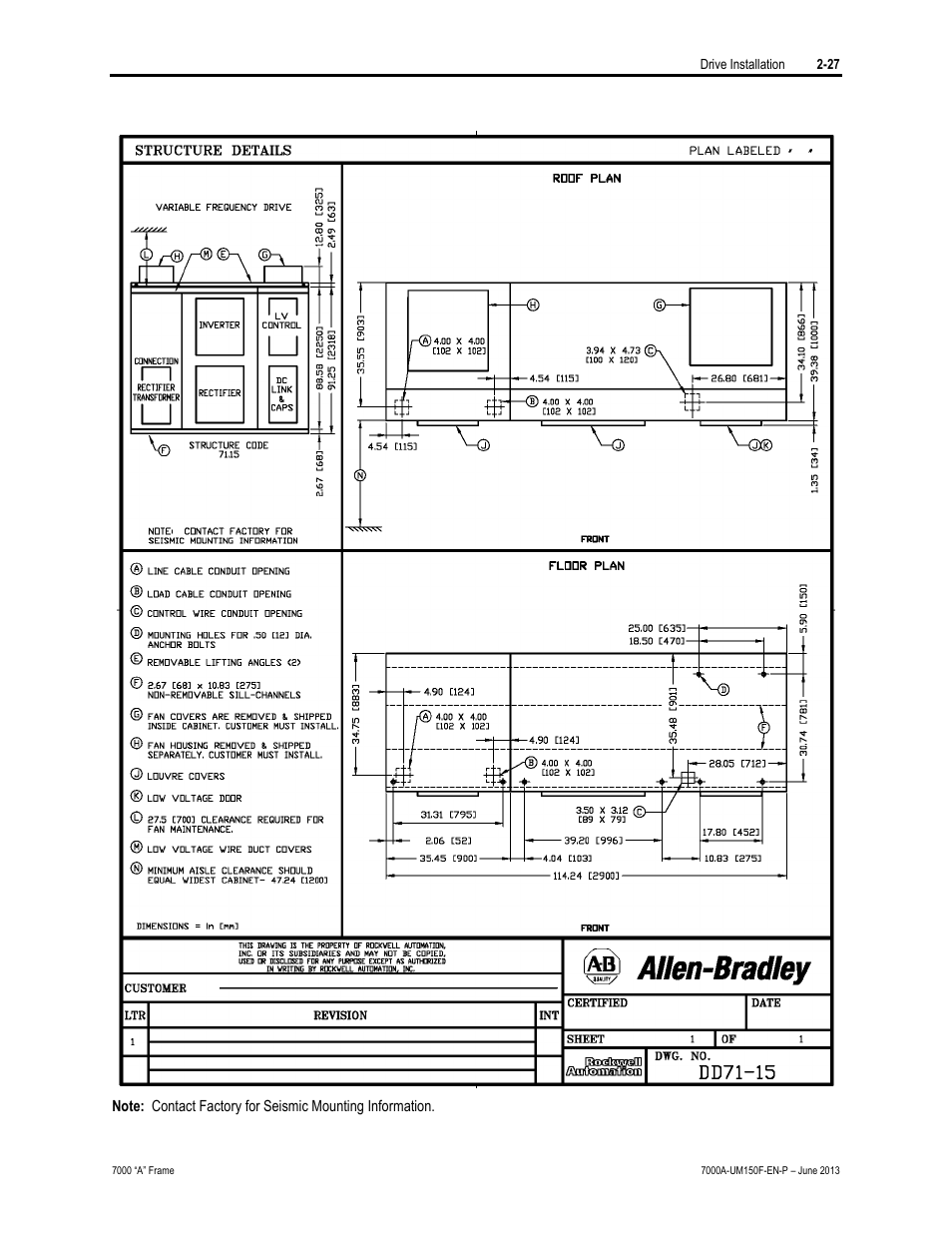 Rockwell Automation 7000A PowerFlex Medium Voltage Drive (A-Frame) - Classic Control User Manual | Page 67 / 515