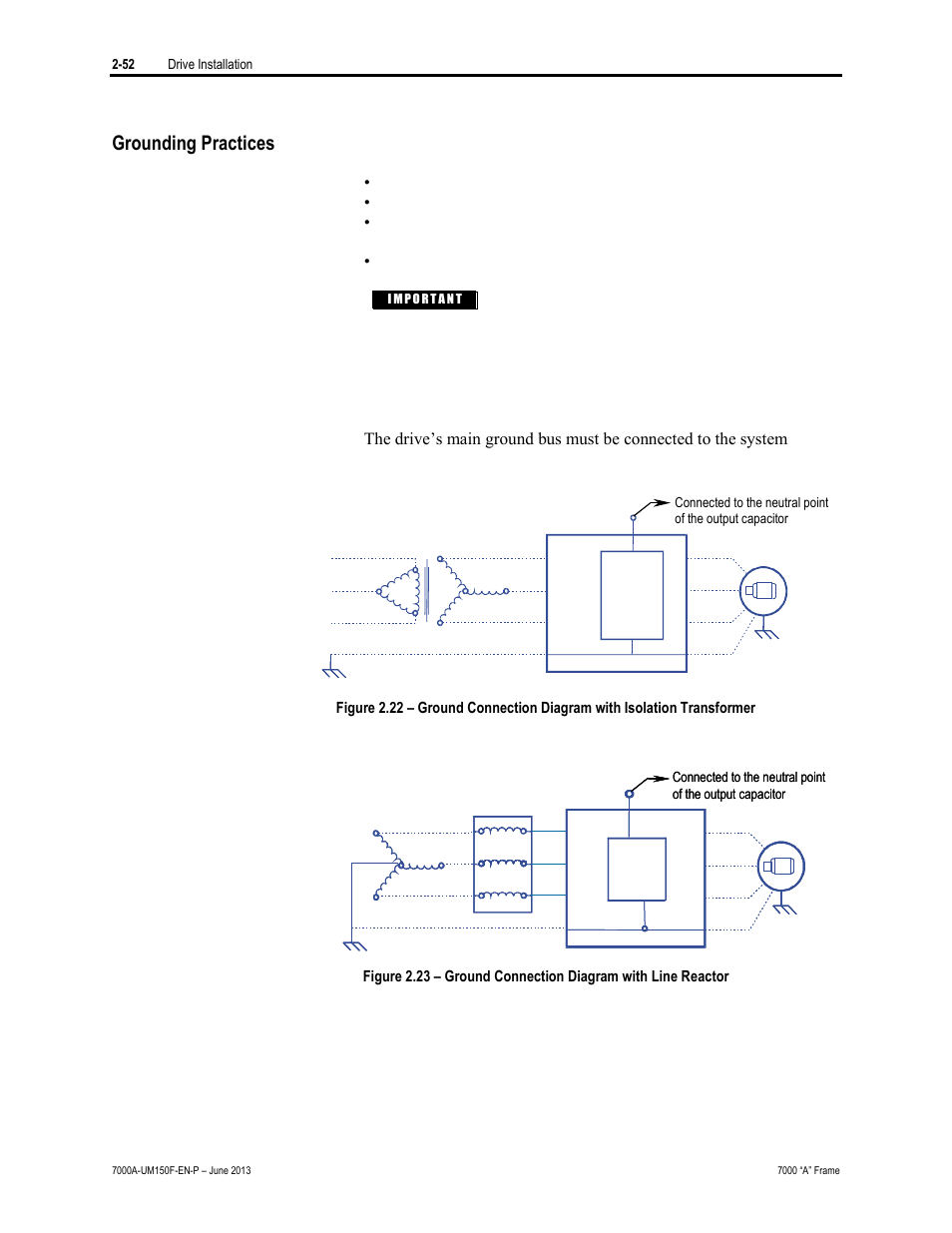 Grounding practices, The purpose of grounding is to | Rockwell Automation 7000A PowerFlex Medium Voltage Drive (A-Frame) - Classic Control User Manual | Page 92 / 515