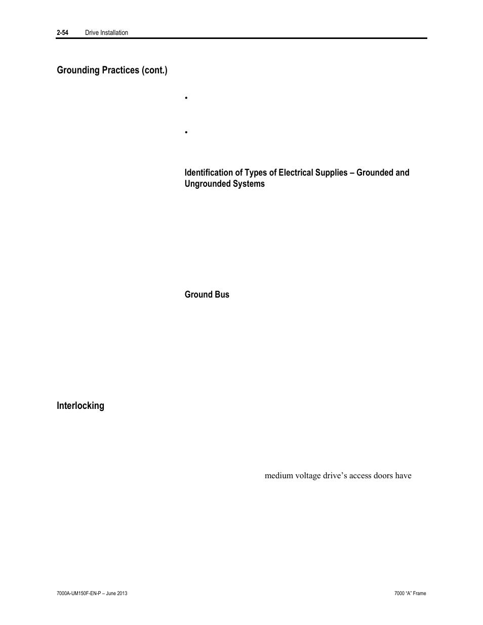 Grounding practices (cont.), Interlocking | Rockwell Automation 7000A PowerFlex Medium Voltage Drive (A-Frame) - Classic Control User Manual | Page 94 / 515