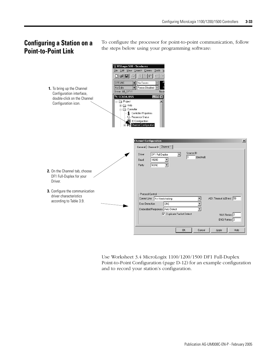 Configuring a station on a point-to-point link, Configuring a station on a point-to-point link -33 | Rockwell Automation DAG6.5.8 APPLICATION GUIDE SCADA SYSTEM User Manual | Page 101 / 420