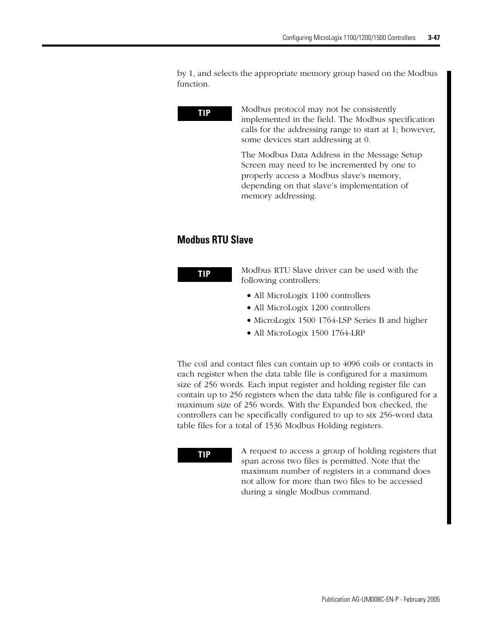 Modbus rtu slave -47, Modbus rtu slave | Rockwell Automation DAG6.5.8 APPLICATION GUIDE SCADA SYSTEM User Manual | Page 115 / 420