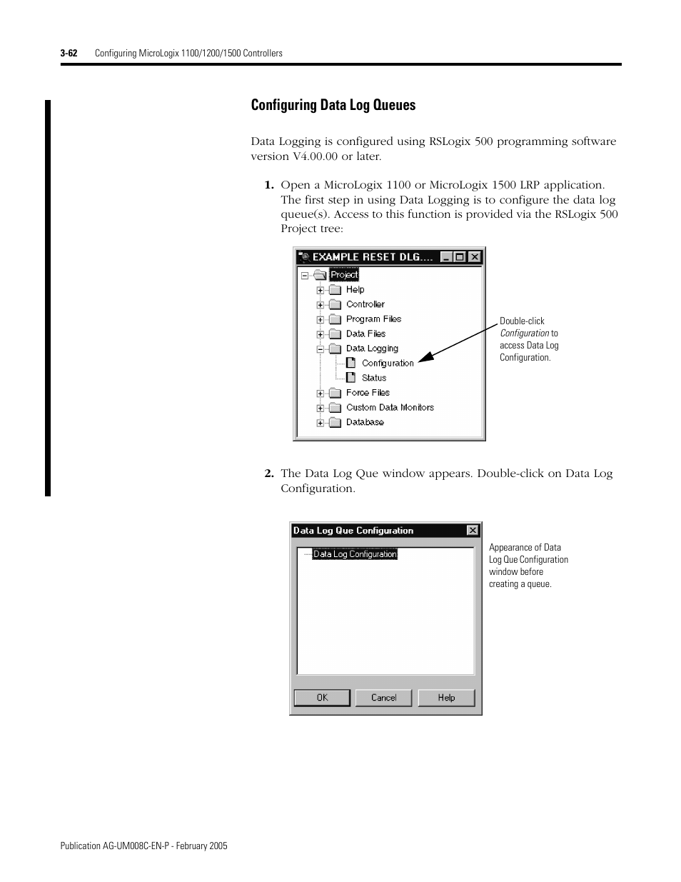 Configuring data log queues -62, Configuring data log queues | Rockwell Automation DAG6.5.8 APPLICATION GUIDE SCADA SYSTEM User Manual | Page 130 / 420