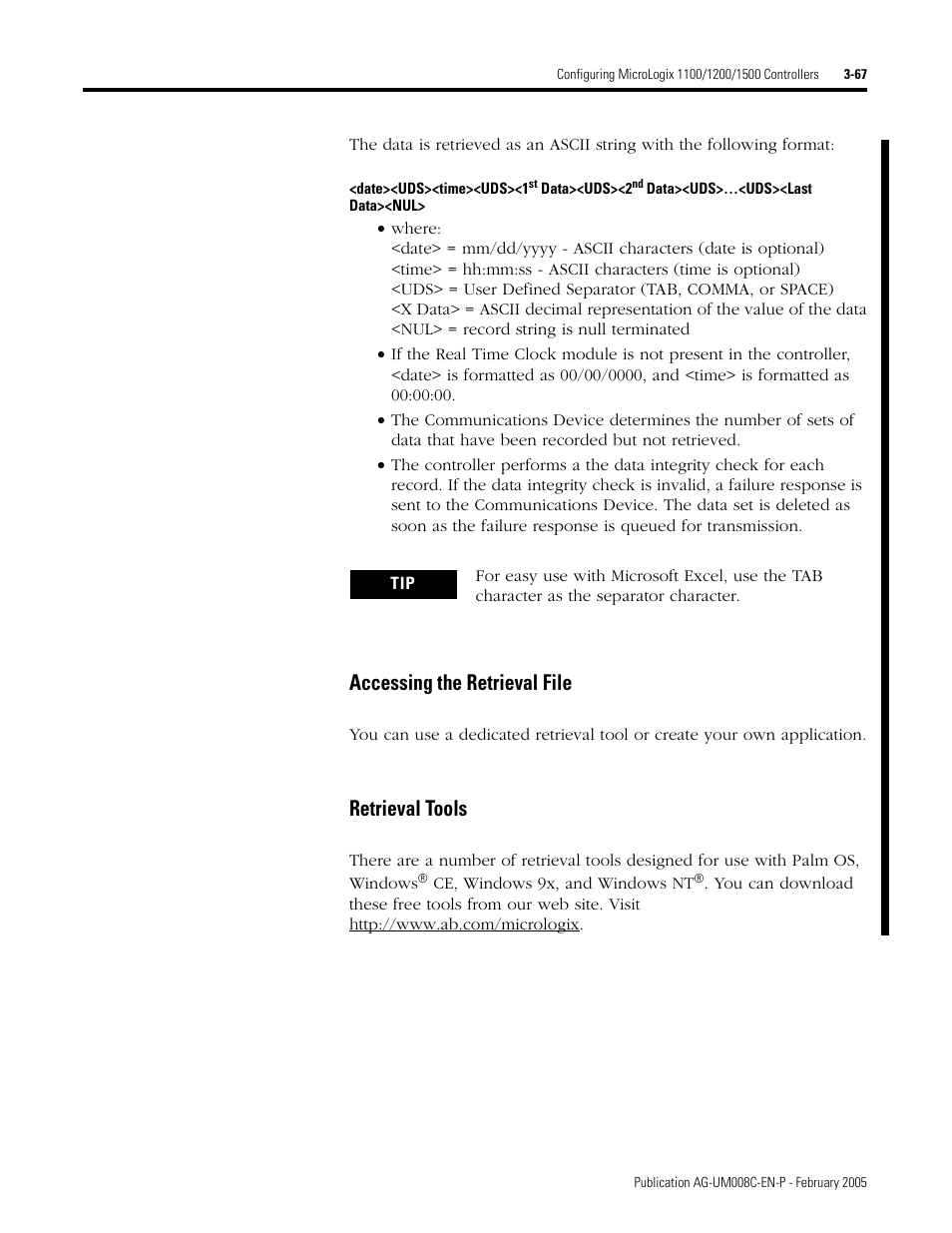 Accessing the retrieval file, Retrieval tools | Rockwell Automation DAG6.5.8 APPLICATION GUIDE SCADA SYSTEM User Manual | Page 135 / 420
