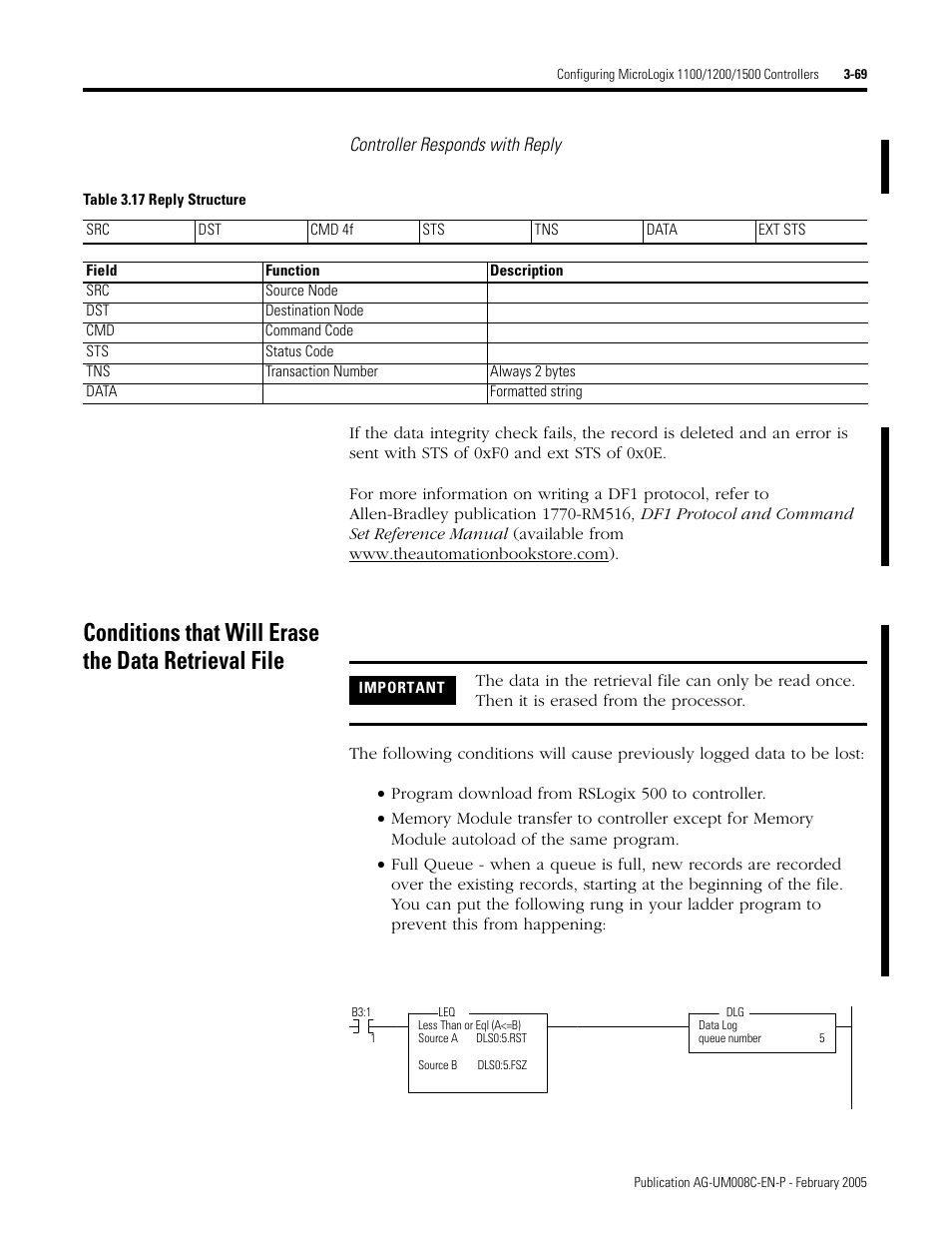 Conditions that will erase the data retrieval file | Rockwell Automation DAG6.5.8 APPLICATION GUIDE SCADA SYSTEM User Manual | Page 137 / 420