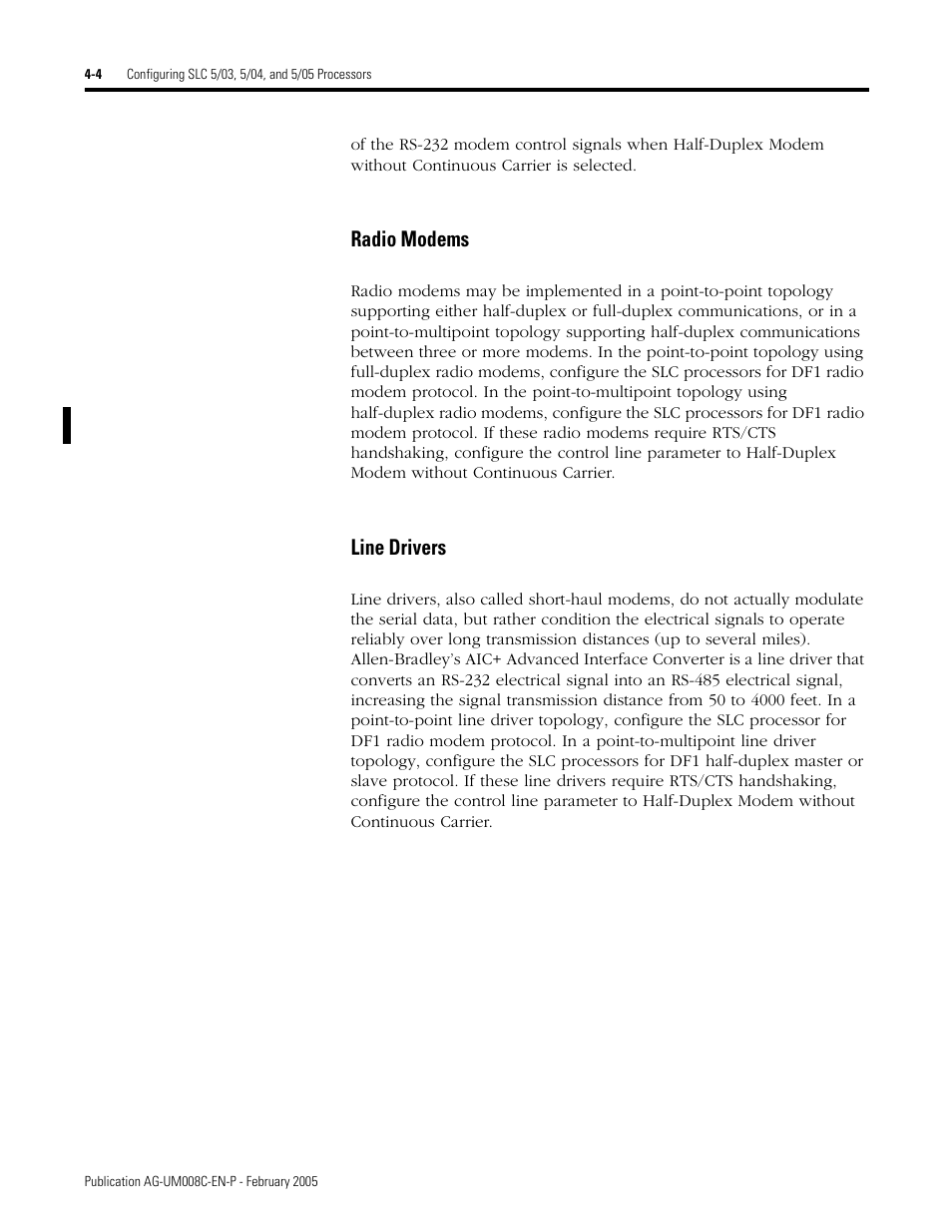 Radio modems -4 line drivers -4, Radio modems, Line drivers | Rockwell Automation DAG6.5.8 APPLICATION GUIDE SCADA SYSTEM User Manual | Page 142 / 420