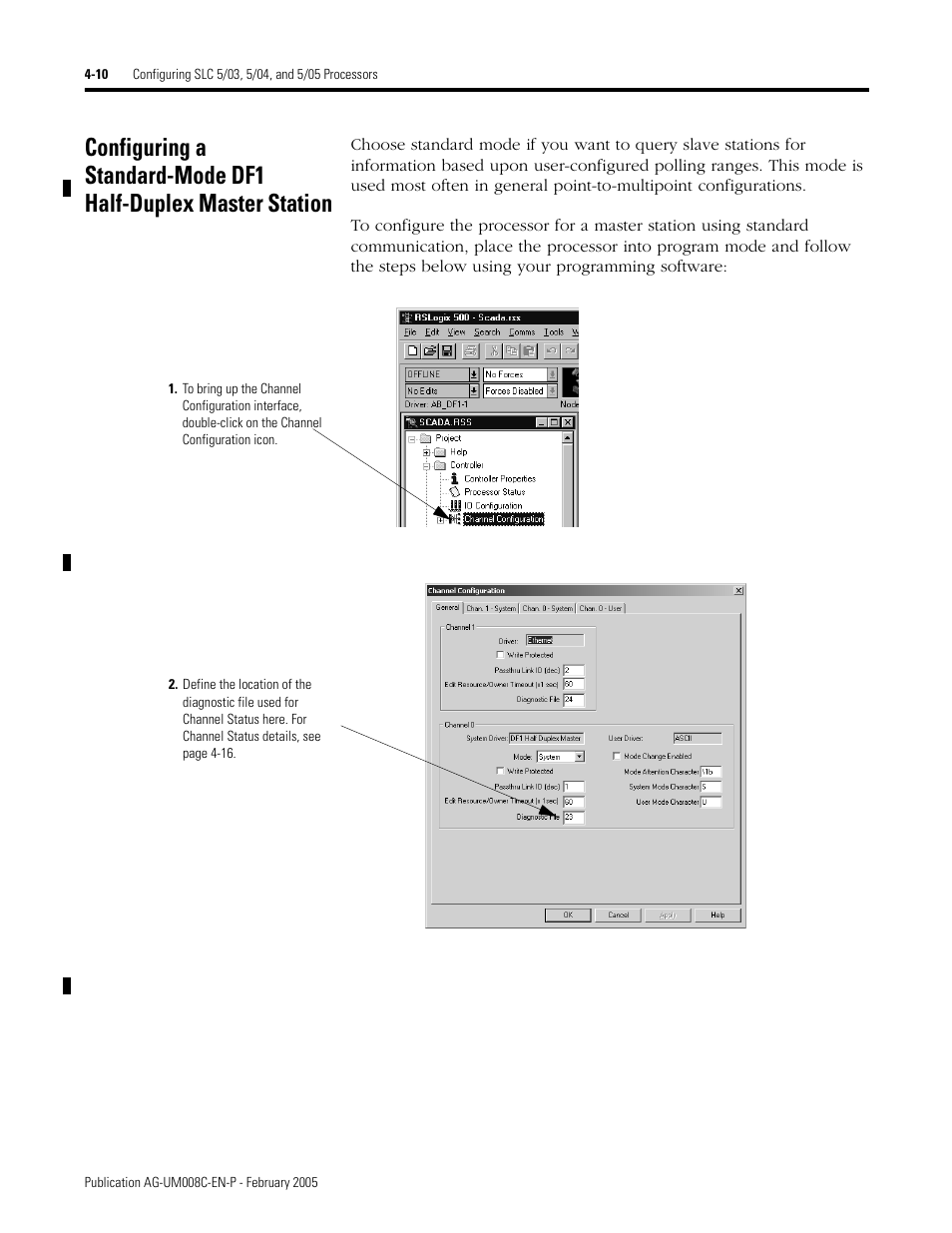 Configuring a standard-mode df1 half-duplex | Rockwell Automation DAG6.5.8 APPLICATION GUIDE SCADA SYSTEM User Manual | Page 148 / 420