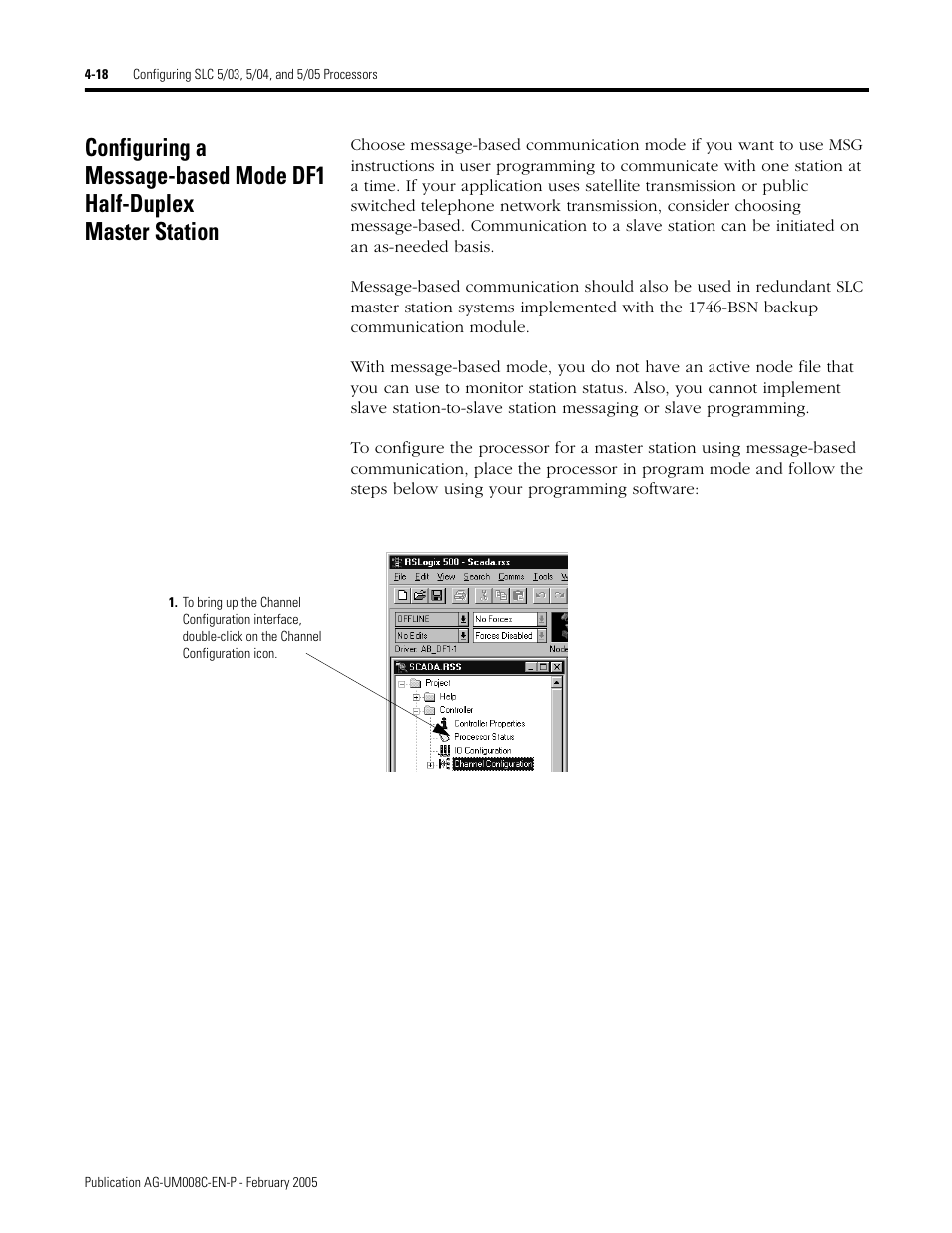 Configuring a message-based mode df1 half-duplex, Master station -18 | Rockwell Automation DAG6.5.8 APPLICATION GUIDE SCADA SYSTEM User Manual | Page 156 / 420