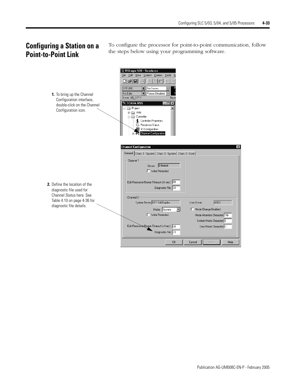 Configuring a station on a point-to-point link, Configuring a station on a point-to-point link -33 | Rockwell Automation DAG6.5.8 APPLICATION GUIDE SCADA SYSTEM User Manual | Page 171 / 420