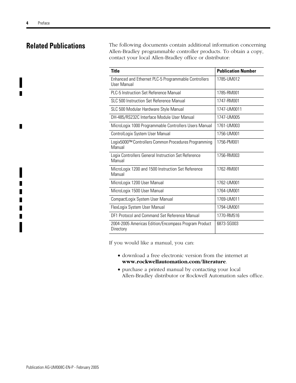 Related publications, Related publications -4 | Rockwell Automation DAG6.5.8 APPLICATION GUIDE SCADA SYSTEM User Manual | Page 18 / 420