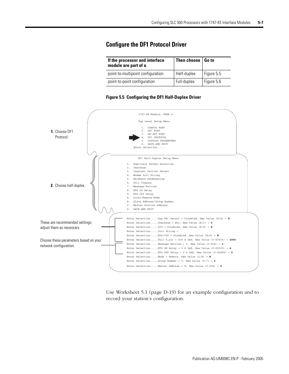 Configure the df1 protocol driver -7, Configure the df1 protocol driver, Figure 5.5 configuring the df1 half-duplex driver | Rockwell Automation DAG6.5.8 APPLICATION GUIDE SCADA SYSTEM User Manual | Page 193 / 420