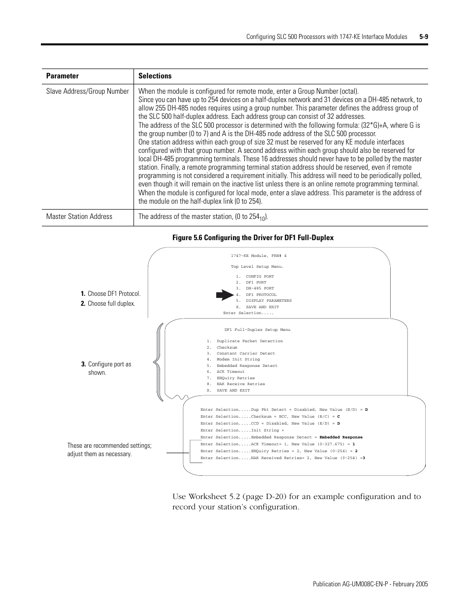 Parameter selections | Rockwell Automation DAG6.5.8 APPLICATION GUIDE SCADA SYSTEM User Manual | Page 195 / 420