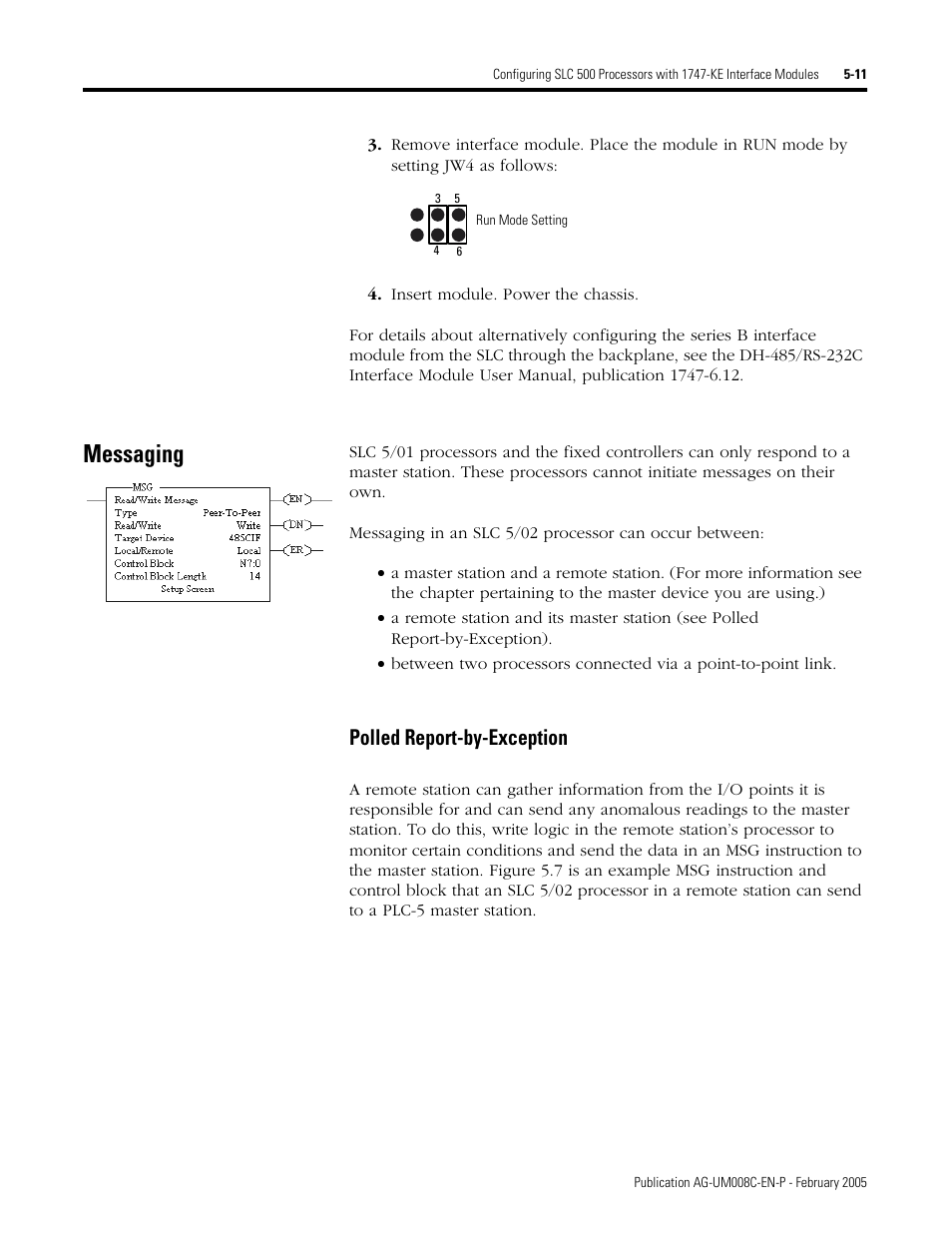 Messaging, Messaging -11, Polled report-by-exception -11 | Polled report-by-exception | Rockwell Automation DAG6.5.8 APPLICATION GUIDE SCADA SYSTEM User Manual | Page 197 / 420