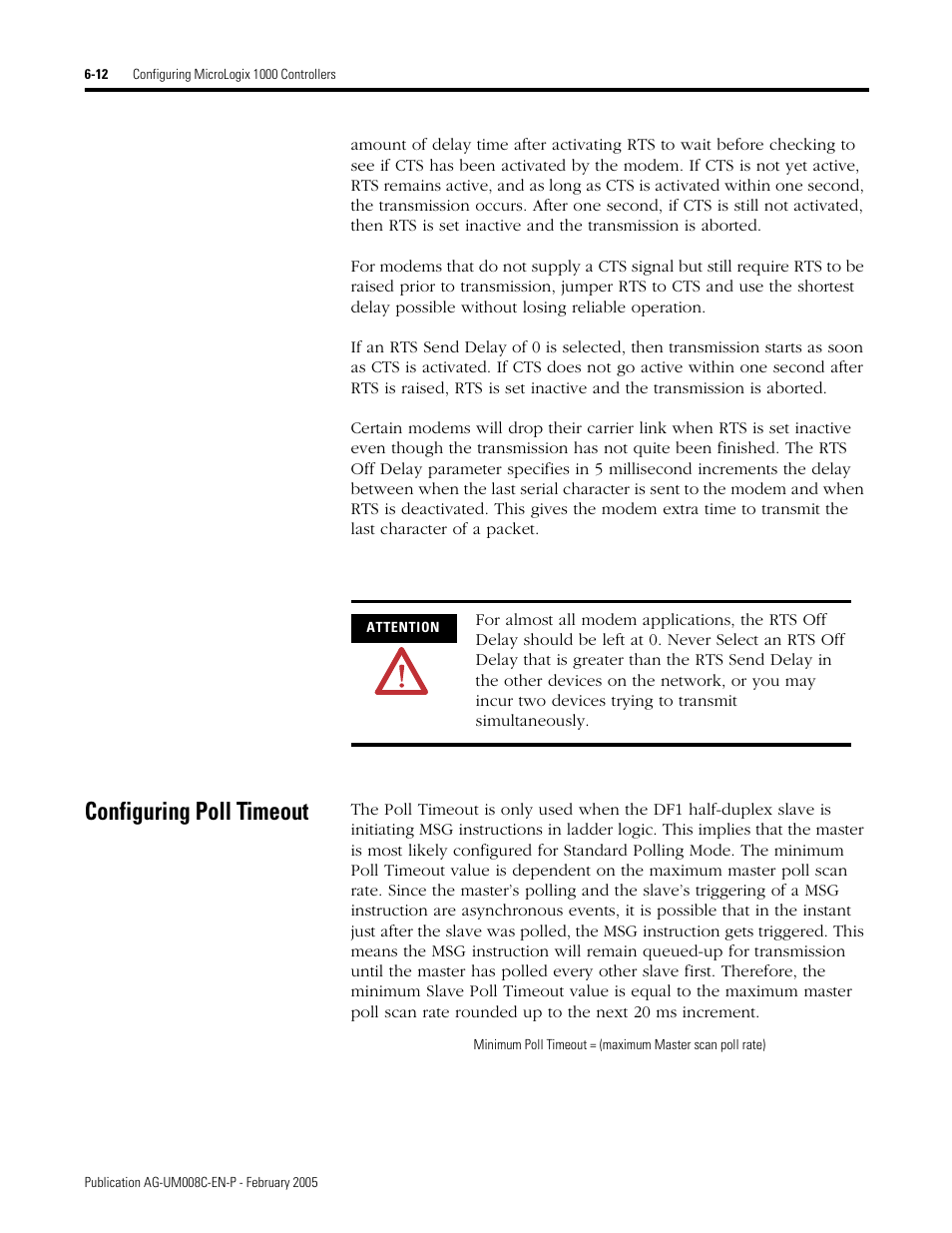 Configuring poll timeout, Configuring poll timeout -12 | Rockwell Automation DAG6.5.8 APPLICATION GUIDE SCADA SYSTEM User Manual | Page 216 / 420