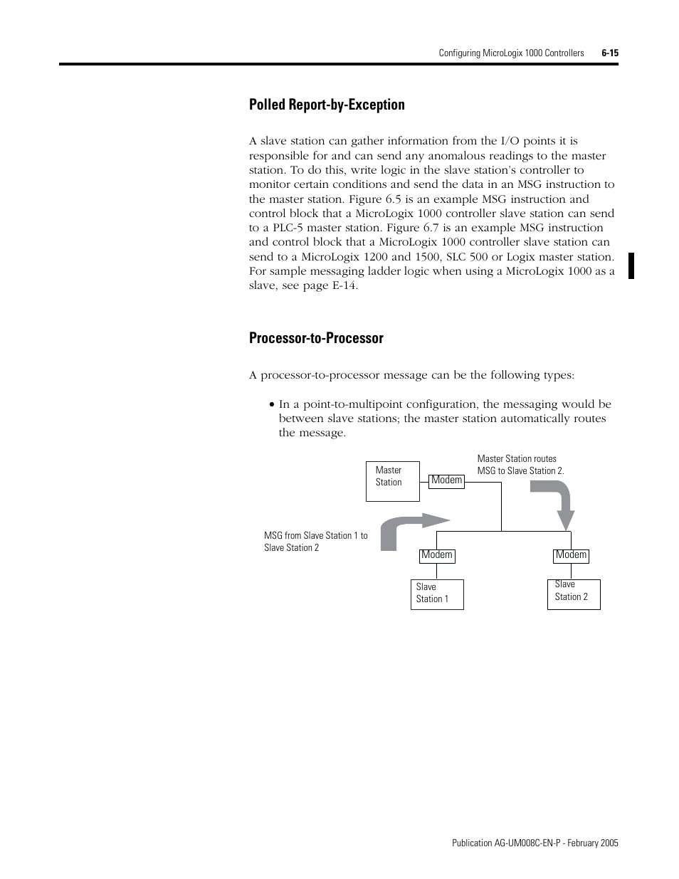 Polled report-by-exception, Processor-to-processor | Rockwell Automation DAG6.5.8 APPLICATION GUIDE SCADA SYSTEM User Manual | Page 219 / 420