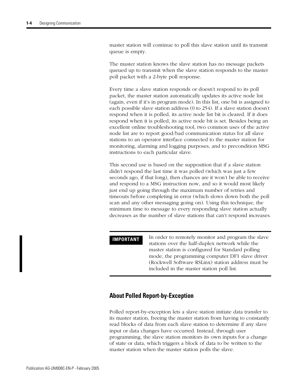 About polled report-by-exception -4, About polled report-by-exception | Rockwell Automation DAG6.5.8 APPLICATION GUIDE SCADA SYSTEM User Manual | Page 22 / 420