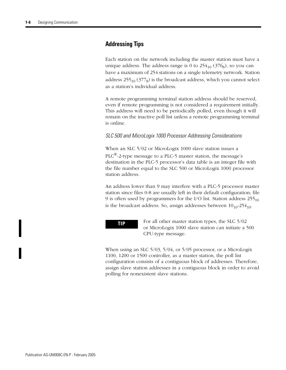Addressing tips -6, Addressing tips | Rockwell Automation DAG6.5.8 APPLICATION GUIDE SCADA SYSTEM User Manual | Page 24 / 420