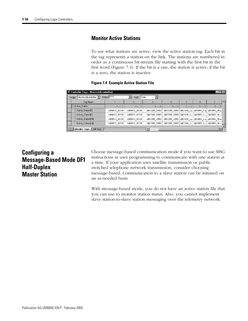 Monitor active stations -16, Configuring a message-based mode df1 half-duplex, Master station -16 | Rockwell Automation DAG6.5.8 APPLICATION GUIDE SCADA SYSTEM User Manual | Page 242 / 420