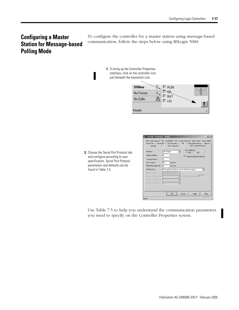 Configuring a master station for message-based | Rockwell Automation DAG6.5.8 APPLICATION GUIDE SCADA SYSTEM User Manual | Page 243 / 420