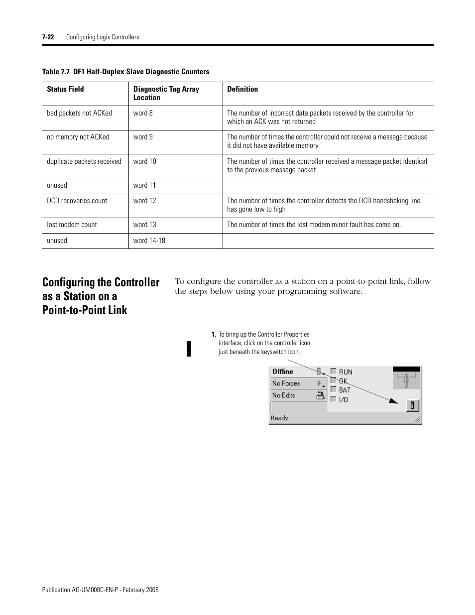 Configuring the controller as a station on a | Rockwell Automation DAG6.5.8 APPLICATION GUIDE SCADA SYSTEM User Manual | Page 248 / 420