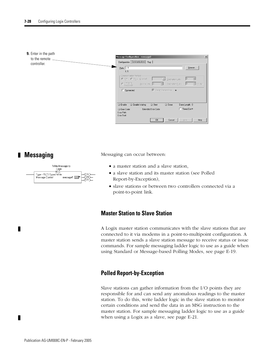 Messaging, Messaging -28, Master station to slave station | Polled report-by-exception | Rockwell Automation DAG6.5.8 APPLICATION GUIDE SCADA SYSTEM User Manual | Page 254 / 420