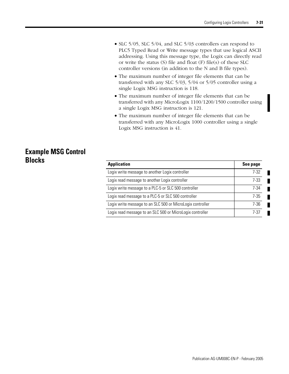 Example msg control blocks, Example msg control blocks -31 | Rockwell Automation DAG6.5.8 APPLICATION GUIDE SCADA SYSTEM User Manual | Page 257 / 420