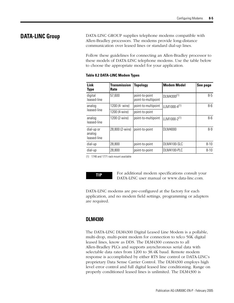 Data-linc group, Data-linc group -5, Dlm4300 -5 | Dlm4300 | Rockwell Automation DAG6.5.8 APPLICATION GUIDE SCADA SYSTEM User Manual | Page 271 / 420