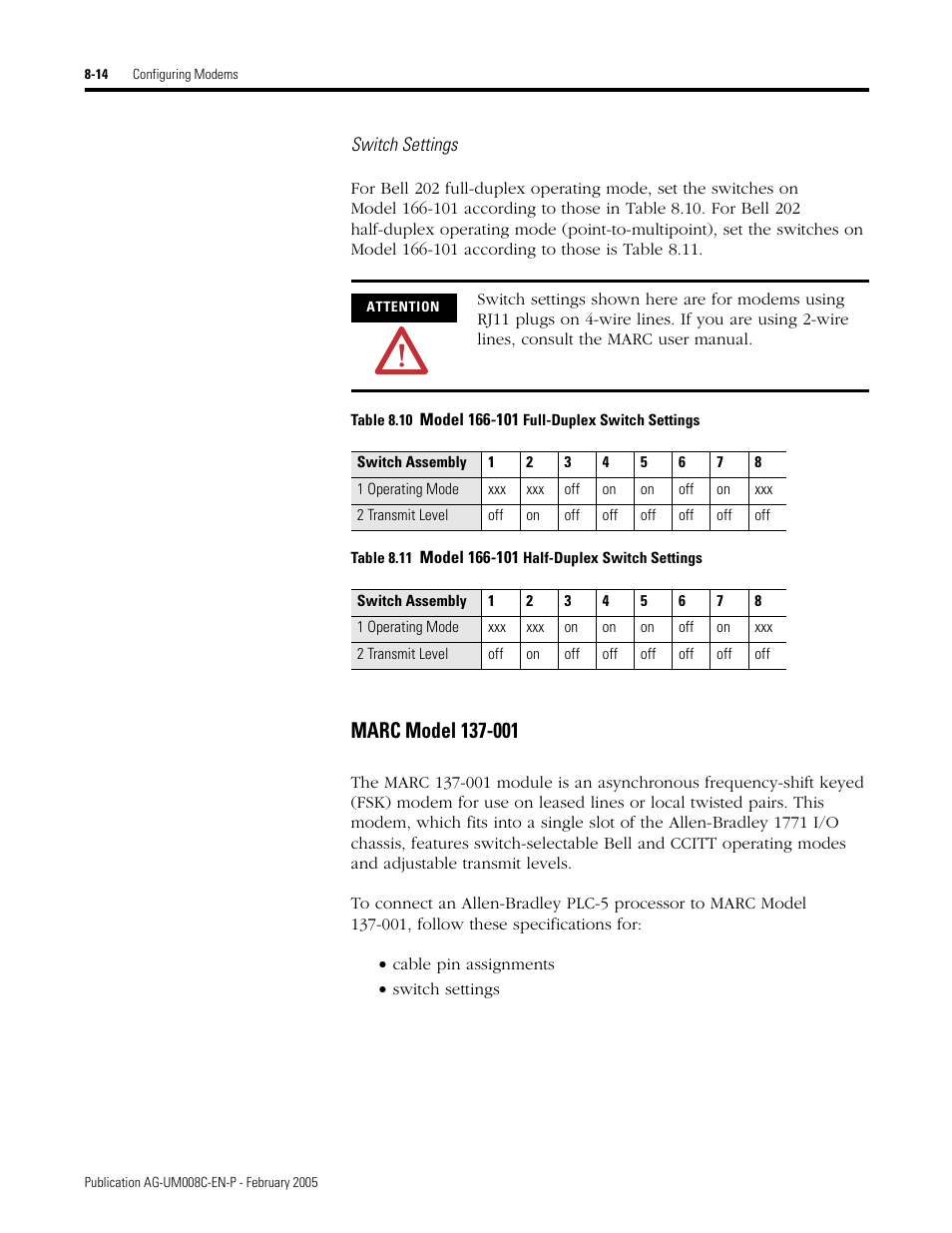 Marc model 137-001 -14 | Rockwell Automation DAG6.5.8 APPLICATION GUIDE SCADA SYSTEM User Manual | Page 280 / 420