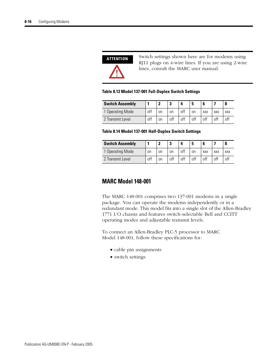 Marc model 148-001 -16 | Rockwell Automation DAG6.5.8 APPLICATION GUIDE SCADA SYSTEM User Manual | Page 282 / 420