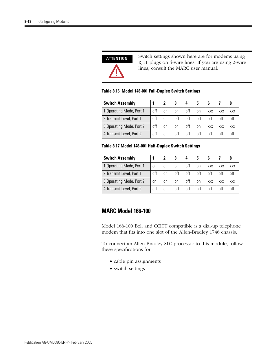 Marc model 166-100 -18 | Rockwell Automation DAG6.5.8 APPLICATION GUIDE SCADA SYSTEM User Manual | Page 284 / 420