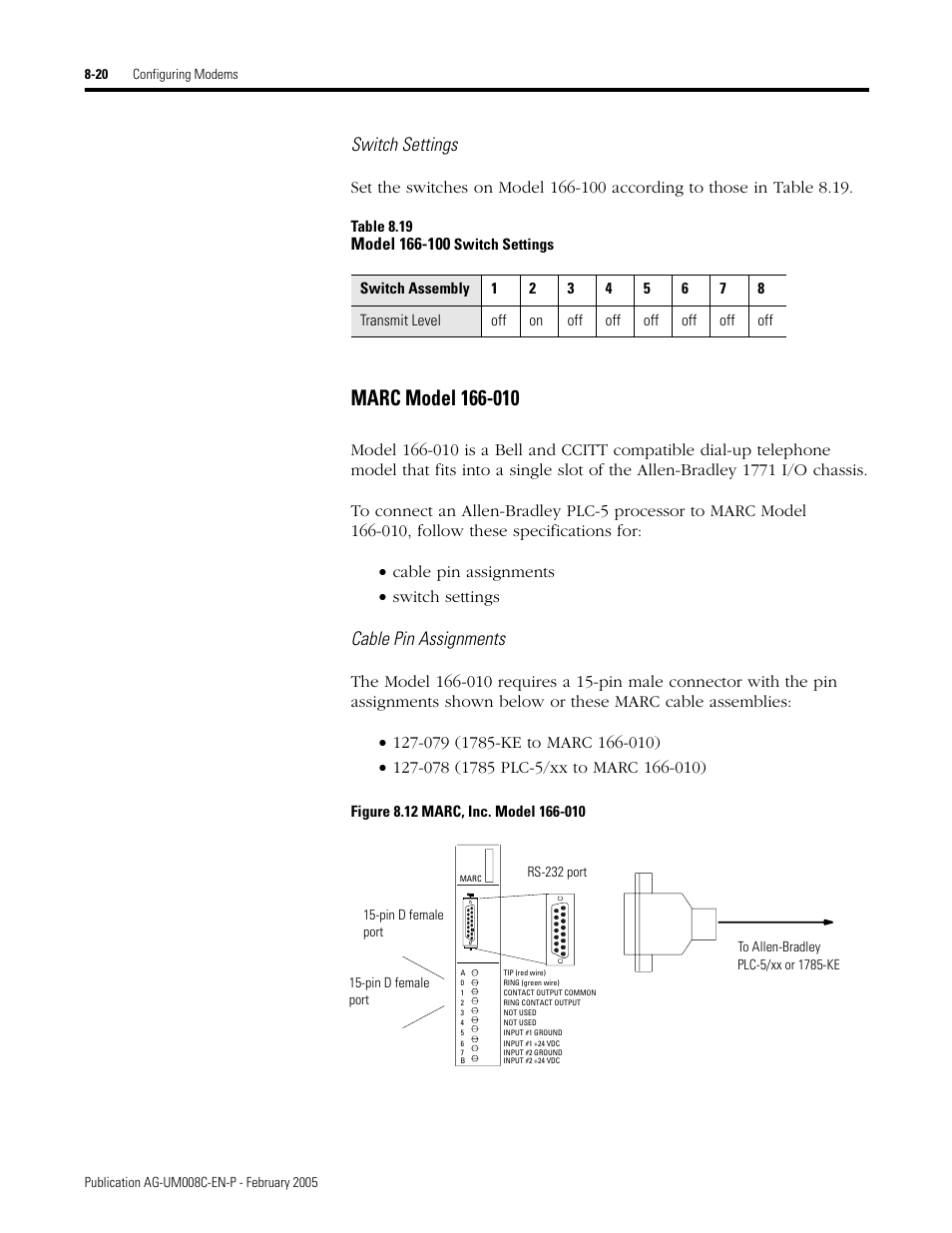 Marc model 166-010 -20 | Rockwell Automation DAG6.5.8 APPLICATION GUIDE SCADA SYSTEM User Manual | Page 286 / 420