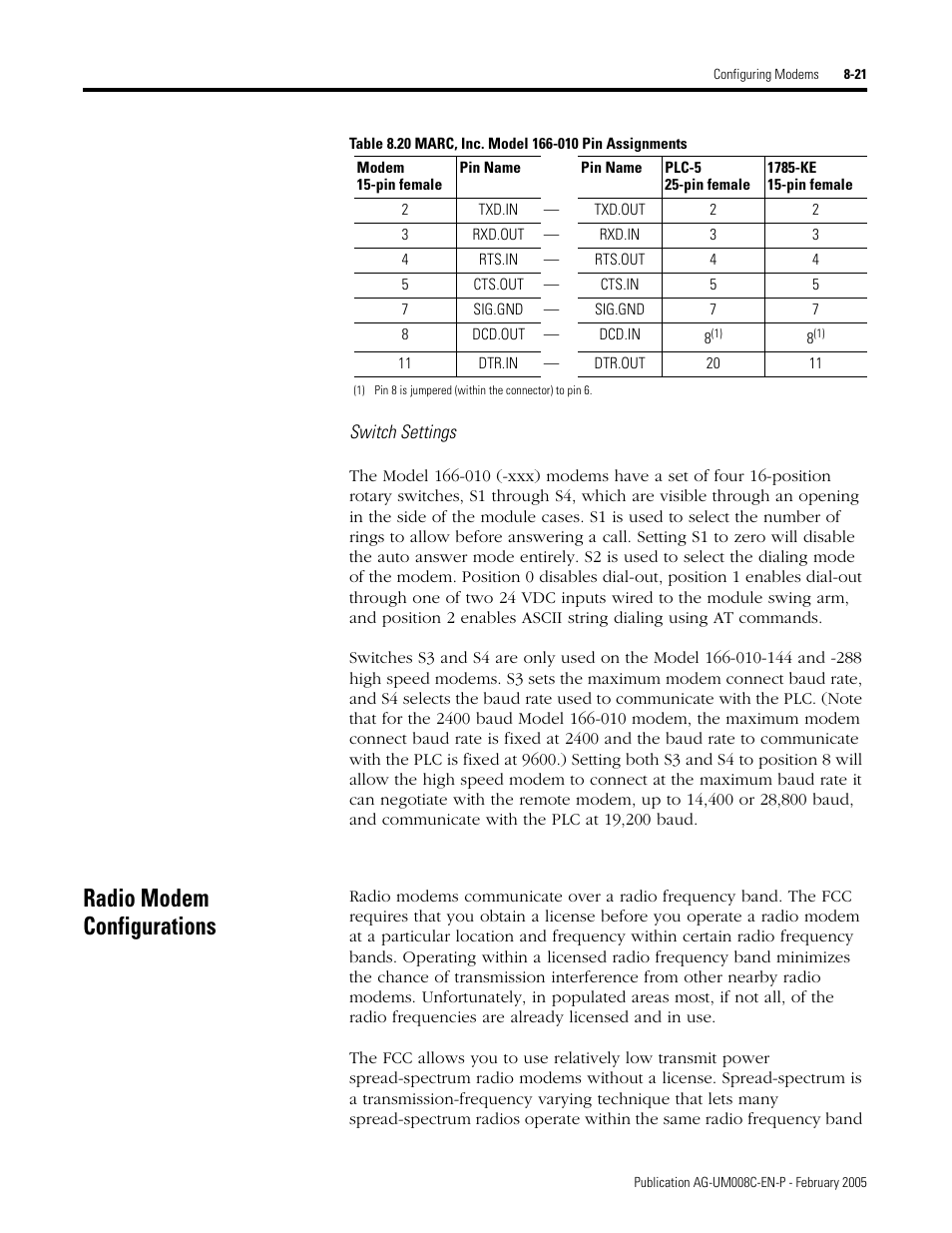 Radio modem configurations, Radio modem configurations -21 | Rockwell Automation DAG6.5.8 APPLICATION GUIDE SCADA SYSTEM User Manual | Page 287 / 420