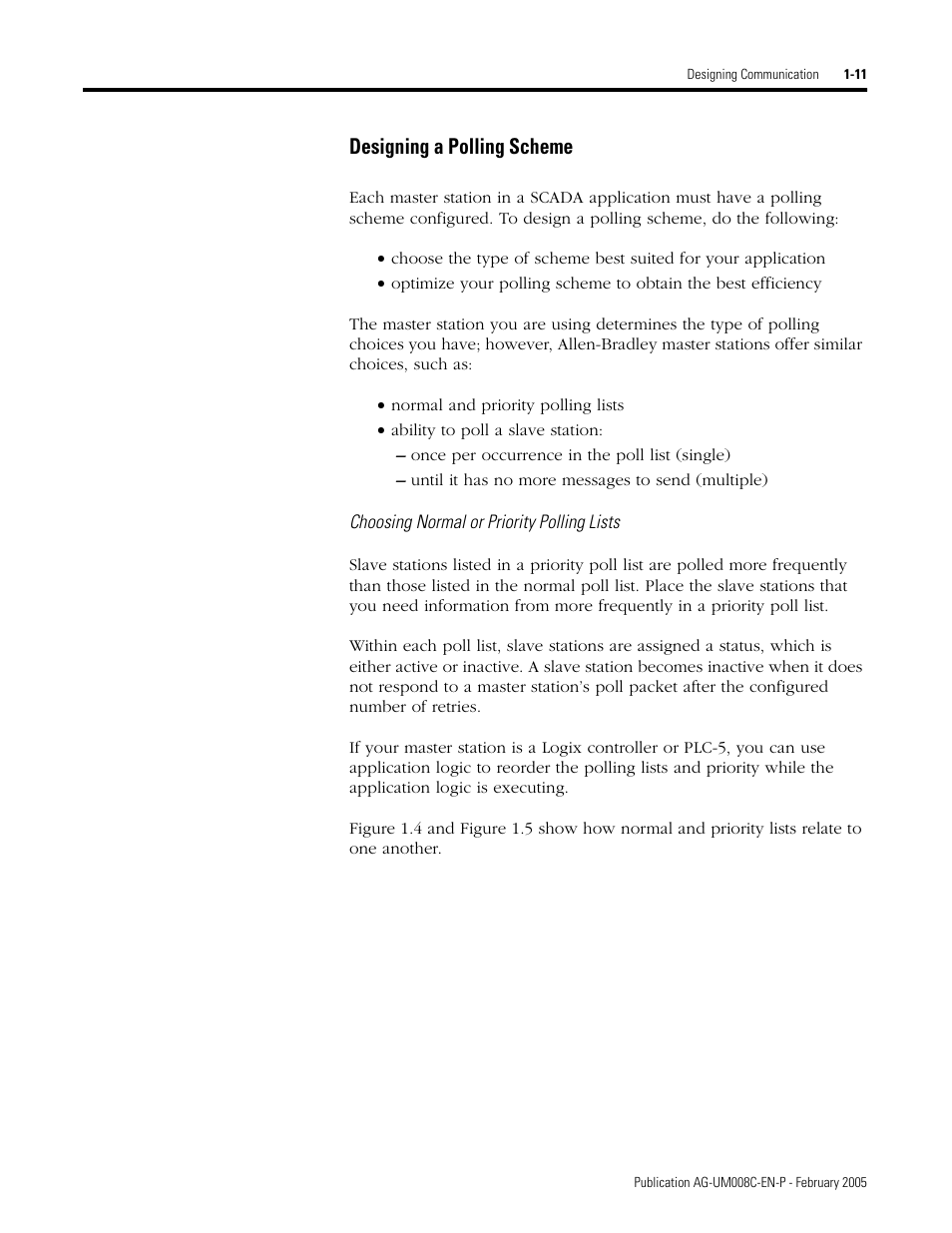 Designing a polling scheme -11, Designing a polling scheme | Rockwell Automation DAG6.5.8 APPLICATION GUIDE SCADA SYSTEM User Manual | Page 29 / 420