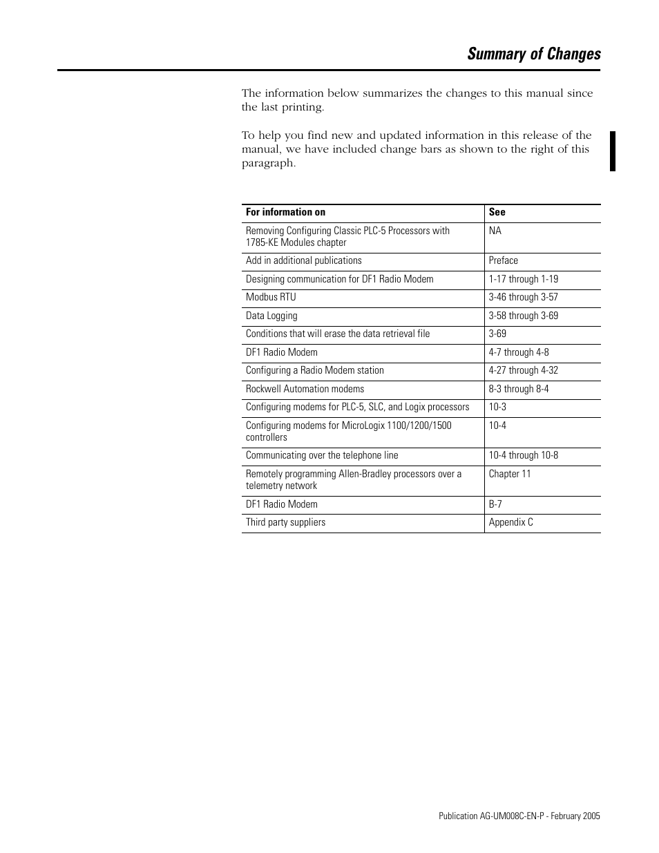 Summary of changes | Rockwell Automation DAG6.5.8 APPLICATION GUIDE SCADA SYSTEM User Manual | Page 3 / 420