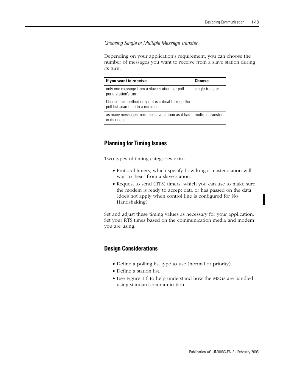 Planning for timing issues, Design considerations | Rockwell Automation DAG6.5.8 APPLICATION GUIDE SCADA SYSTEM User Manual | Page 31 / 420