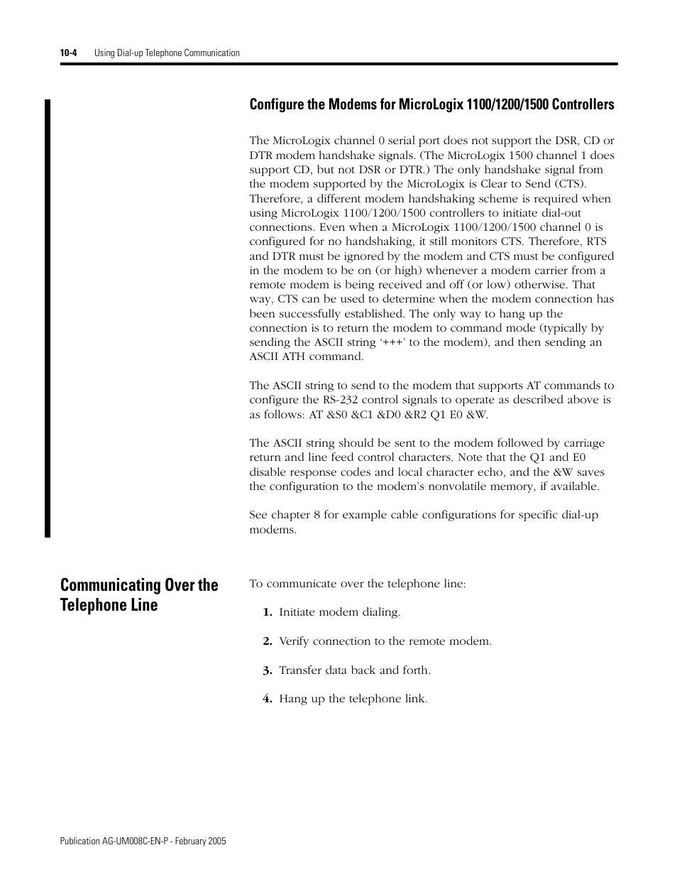 Communicating over the telephone line, 4 through, Communicating over the telephone line -4 | Rockwell Automation DAG6.5.8 APPLICATION GUIDE SCADA SYSTEM User Manual | Page 324 / 420