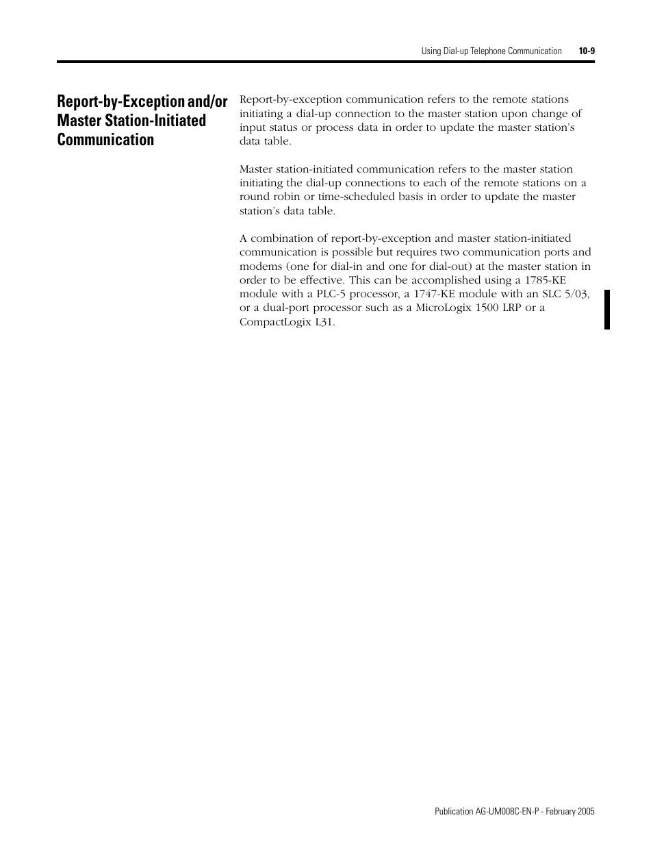 Report-by-exception and/or, Master station-initiated communication -9 | Rockwell Automation DAG6.5.8 APPLICATION GUIDE SCADA SYSTEM User Manual | Page 329 / 420