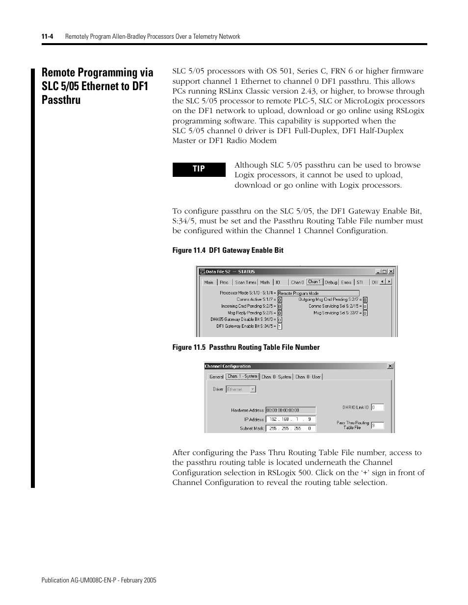 Remote programming via slc 5/05 ethernet to | Rockwell Automation DAG6.5.8 APPLICATION GUIDE SCADA SYSTEM User Manual | Page 334 / 420