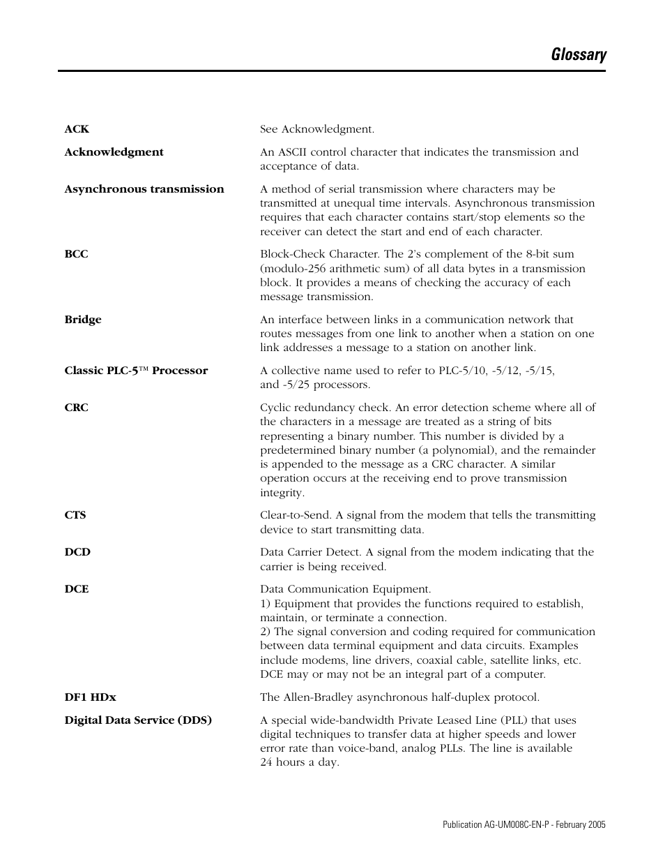 Glossary | Rockwell Automation DAG6.5.8 APPLICATION GUIDE SCADA SYSTEM User Manual | Page 405 / 420