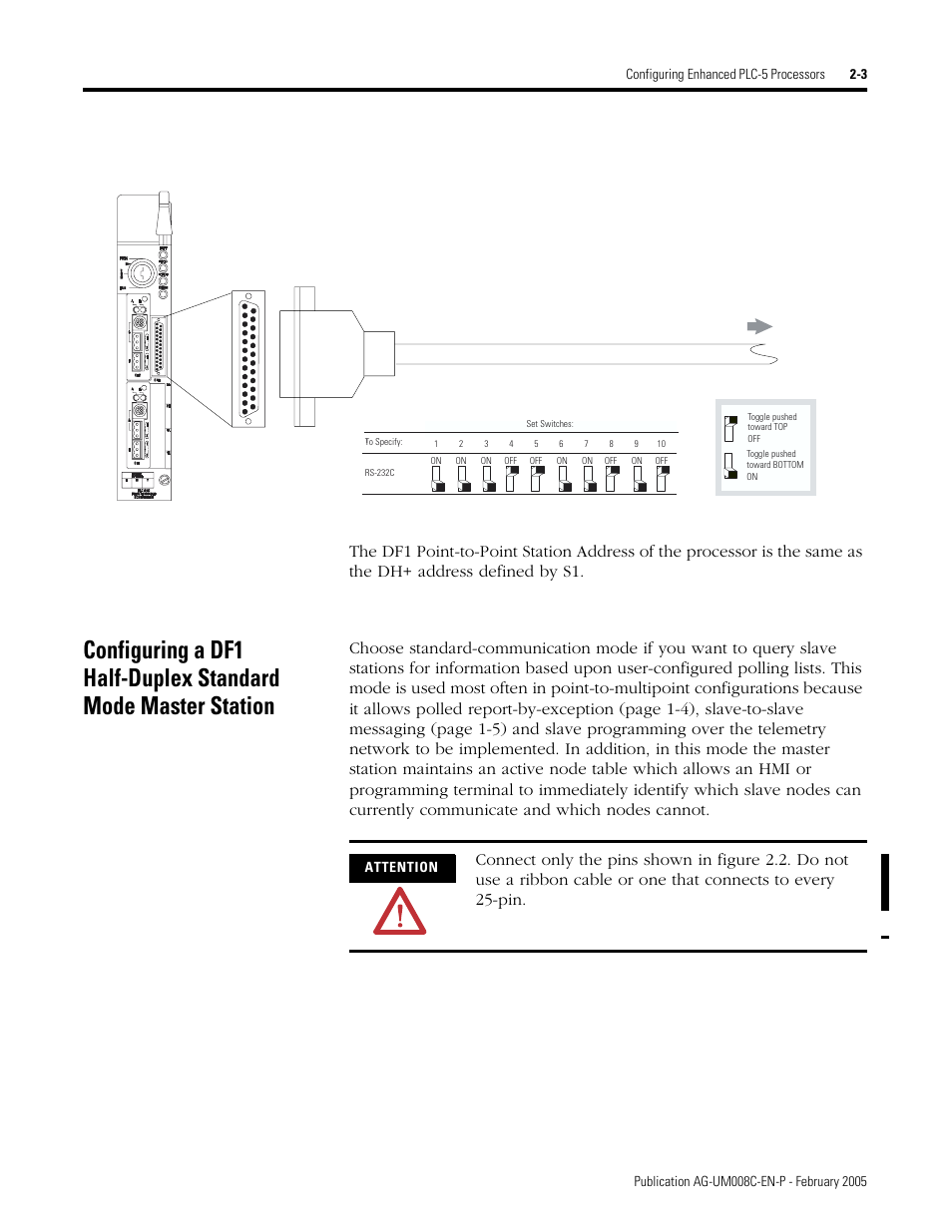 Configuring a df1 half-duplex standard mode, Attention | Rockwell Automation DAG6.5.8 APPLICATION GUIDE SCADA SYSTEM User Manual | Page 41 / 420