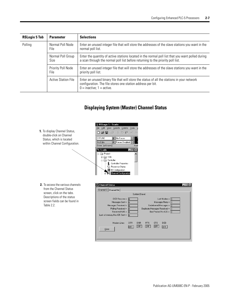 Displaying system (master) channel status -7, Displaying system (master) channel status | Rockwell Automation DAG6.5.8 APPLICATION GUIDE SCADA SYSTEM User Manual | Page 45 / 420