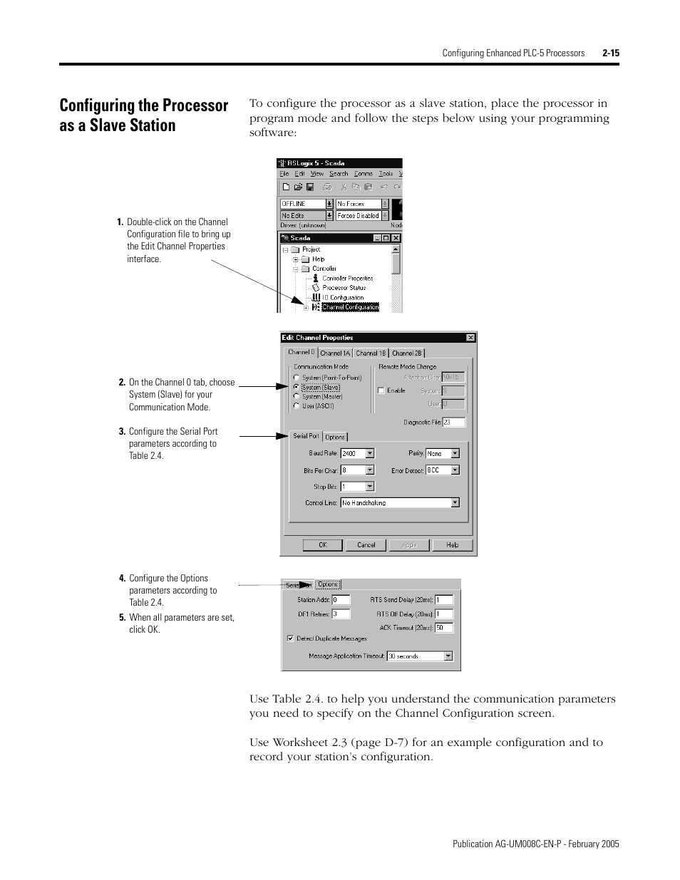 Configuring the processor as a slave station, Configuring the processor as a slave station -15 | Rockwell Automation DAG6.5.8 APPLICATION GUIDE SCADA SYSTEM User Manual | Page 53 / 420