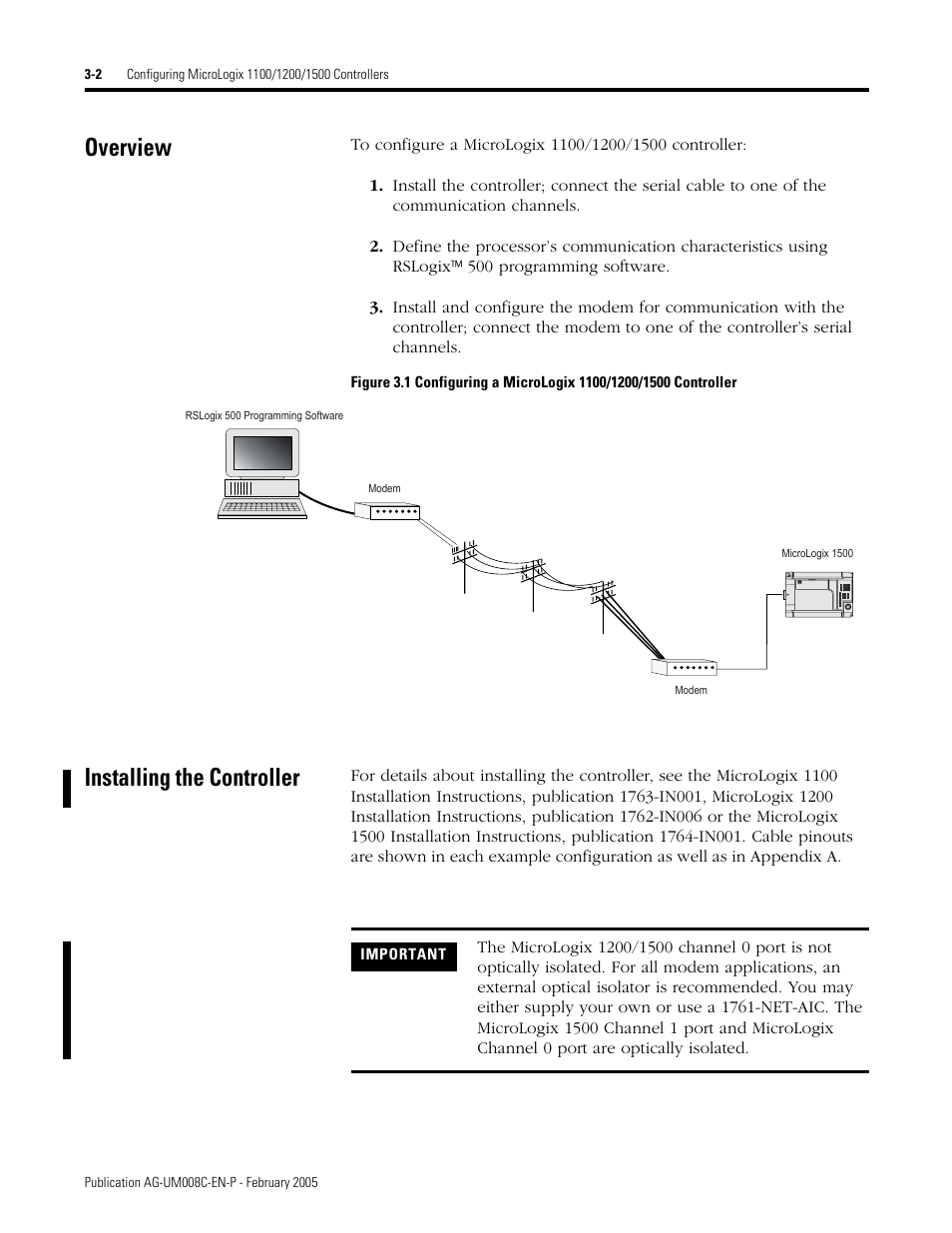 Overview, Installing the controller, Overview -2 installing the controller -2 | Rockwell Automation DAG6.5.8 APPLICATION GUIDE SCADA SYSTEM User Manual | Page 70 / 420