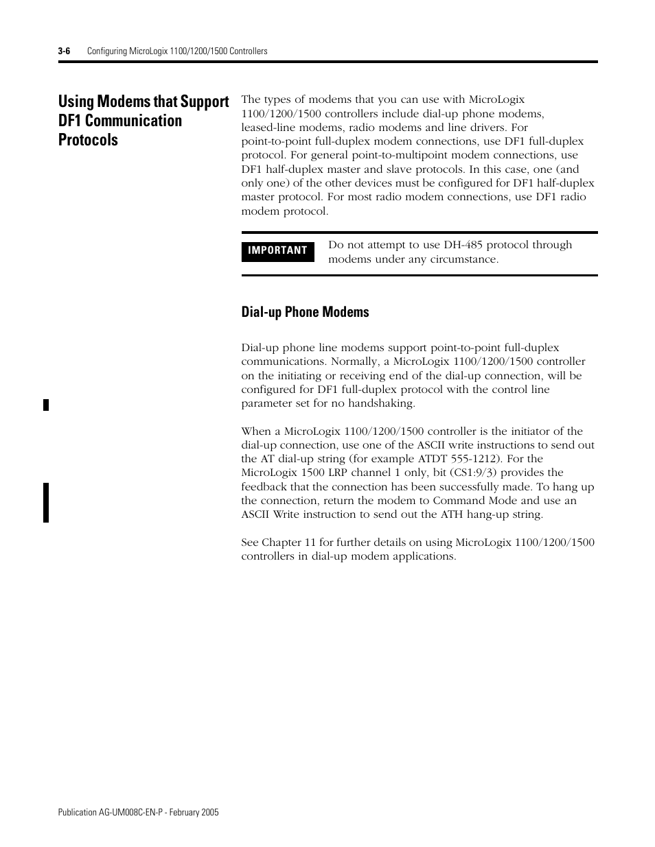 Dial-up phone modems -6, Dial-up phone modems | Rockwell Automation DAG6.5.8 APPLICATION GUIDE SCADA SYSTEM User Manual | Page 74 / 420