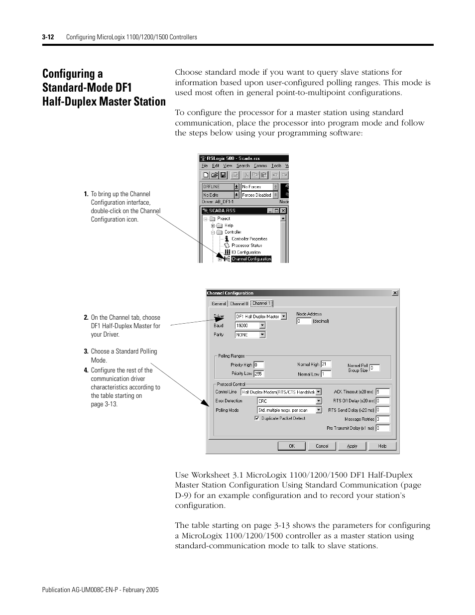 Configuring a standard-mode df1 half-duplex | Rockwell Automation DAG6.5.8 APPLICATION GUIDE SCADA SYSTEM User Manual | Page 80 / 420