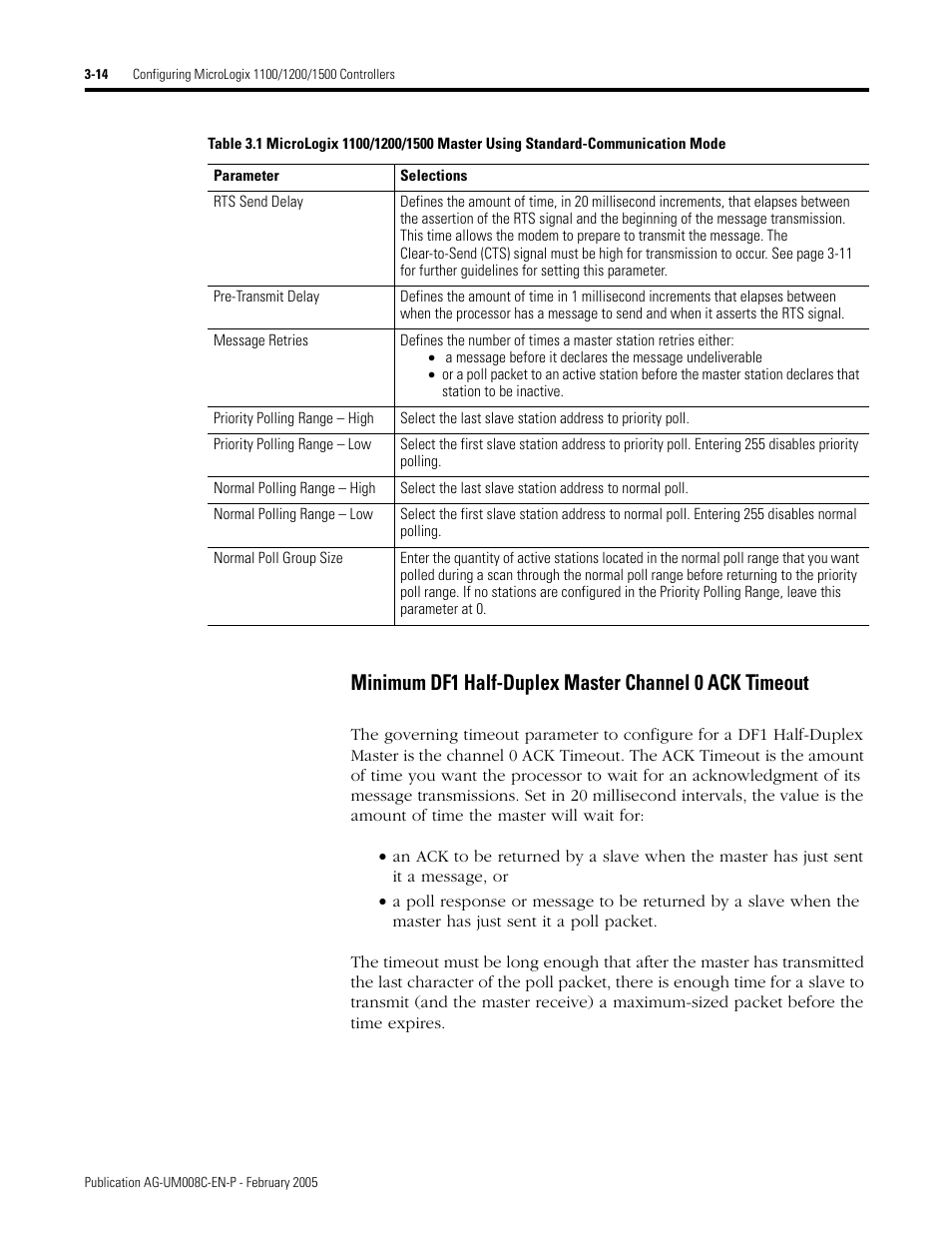 Minimum df1 half-duplex master channel 0 | Rockwell Automation DAG6.5.8 APPLICATION GUIDE SCADA SYSTEM User Manual | Page 82 / 420