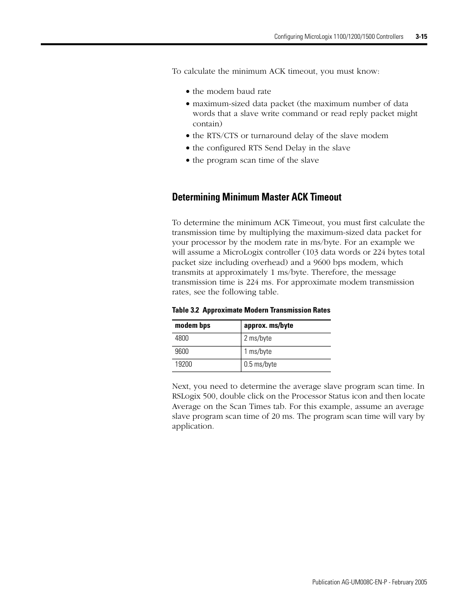 Determining minimum master ack timeout -15, Determining minimum master ack timeout | Rockwell Automation DAG6.5.8 APPLICATION GUIDE SCADA SYSTEM User Manual | Page 83 / 420