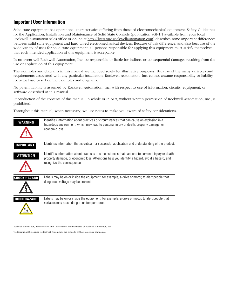 Important user information | Rockwell Automation 6181P-xxxx Integrated Display Computers, Series A to D User Manual | Page 2 / 72