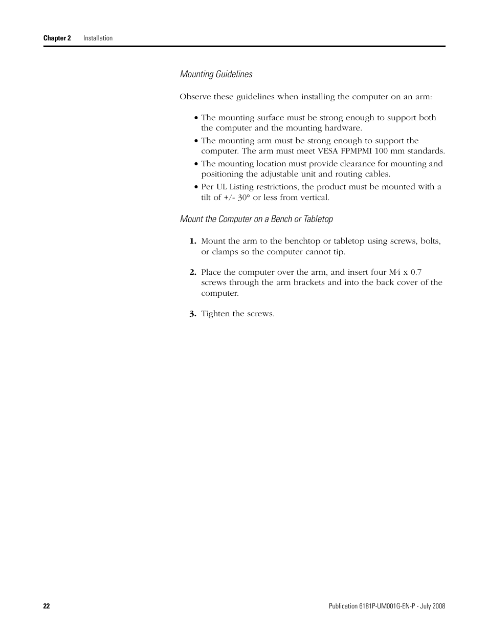 Rockwell Automation 6181P-xxxx Integrated Display Computers, Series A to D User Manual | Page 22 / 72